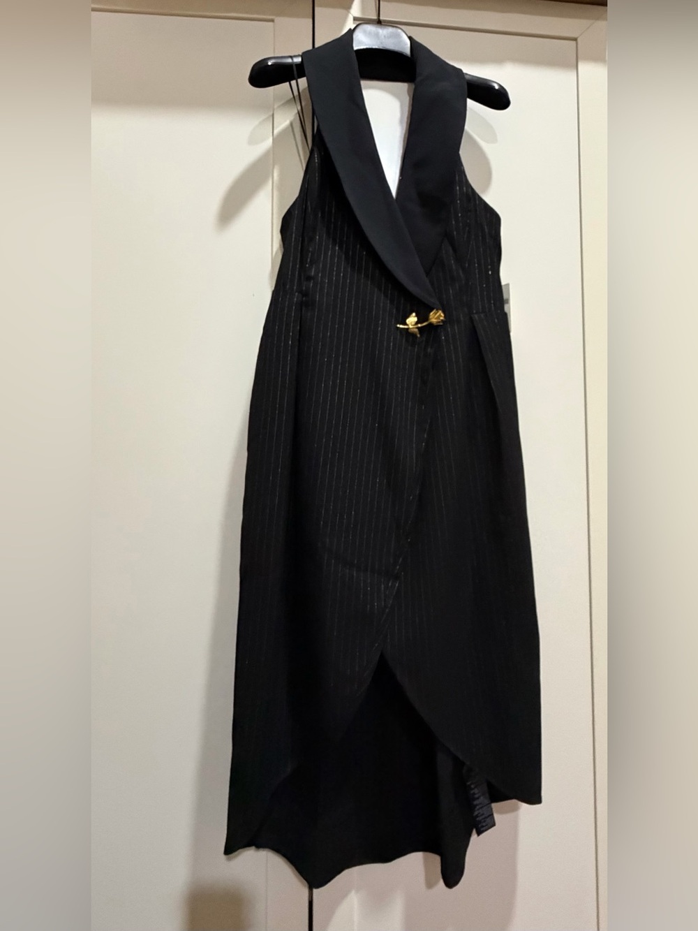 By Anthropologie Halter Tuxedo Wrap Midi Dress - Picture 4 of 8